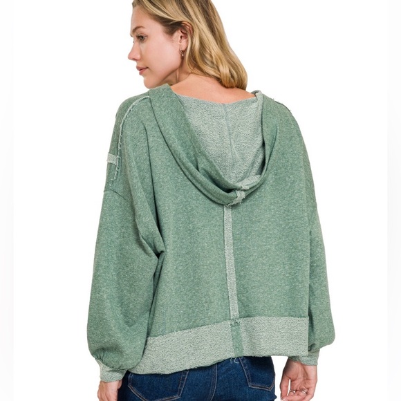 Zenana Outfitters Dark Green Hoodie - Picture 2 of 7